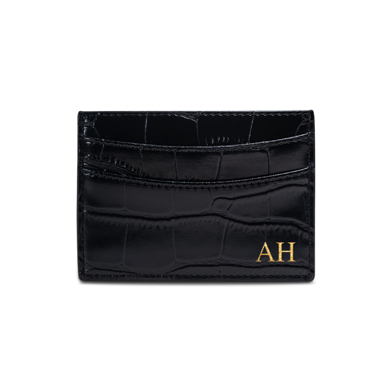 Varenya Croc Effect Card Holder Black