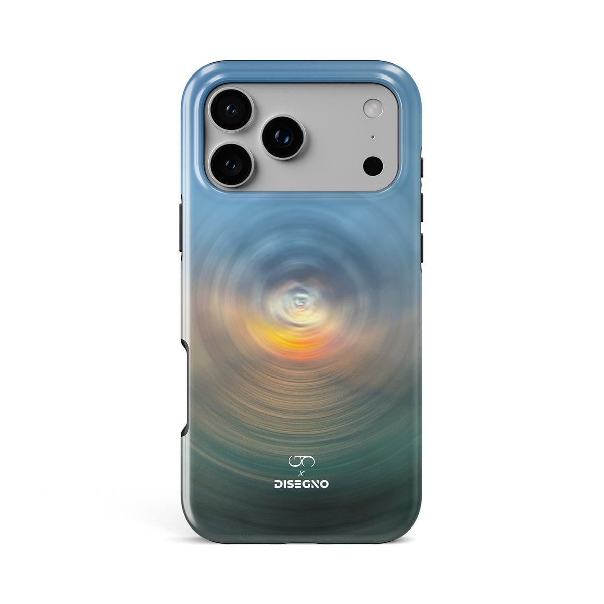 Azure tough MagSafe case for iPhone 17 Pro Max with the Cayos Cochinos spun into a blue and grey pearl