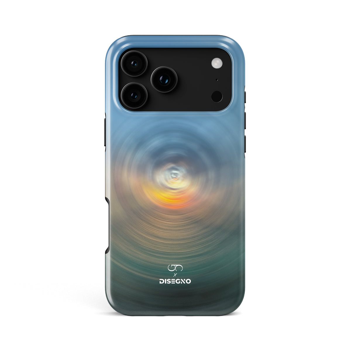 Azure tough MagSafe case for iPhone 18 Pro Max with the Cayos Cochinos spun into a blue and grey pearl