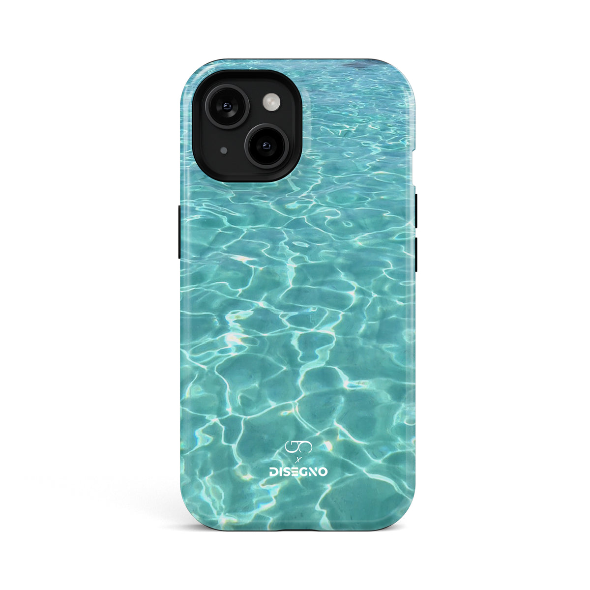 Del Mar tough MagSafe case for iPhone 15 with turquoise Caribbean water