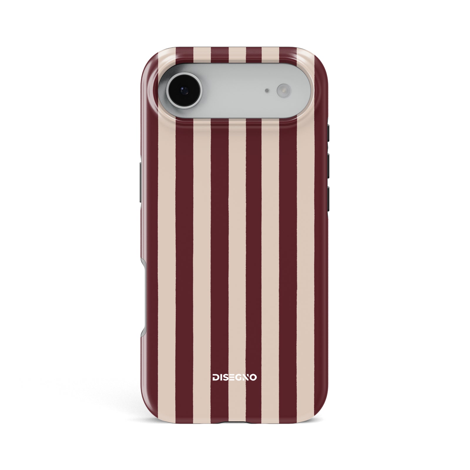 Merlot Stripes tough MagSafe case for iPhone 17 Air with deep wine and beige vertical stripes