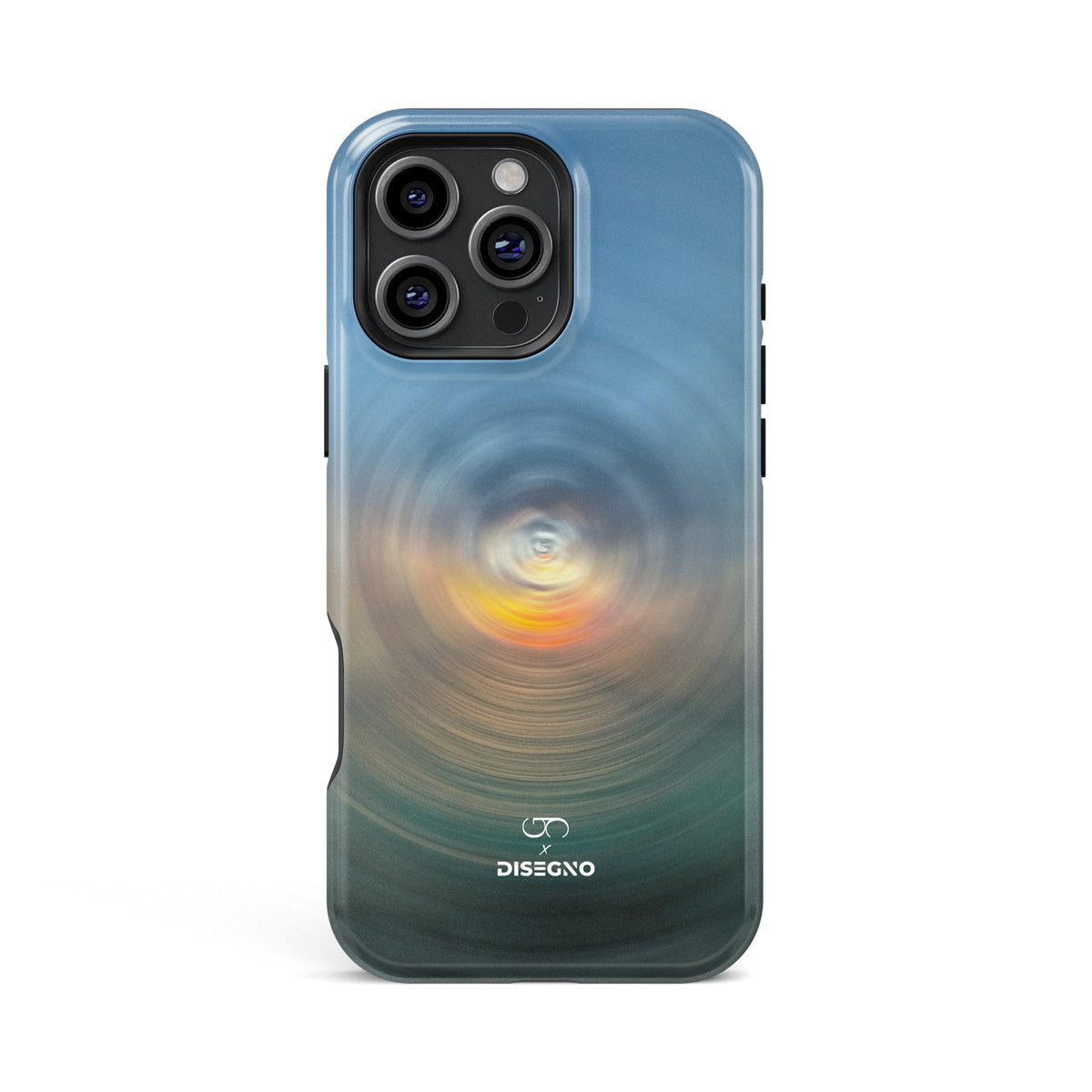 Azure tough MagSafe case for iPhone 16 Pro Max with the Cayos Cochinos spun into a blue and grey pearl