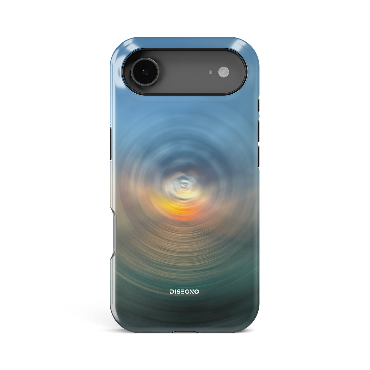 Azure tough MagSafe case for iPhone 17 Air with the Cayos Cochinos spun into a blue and grey pearl