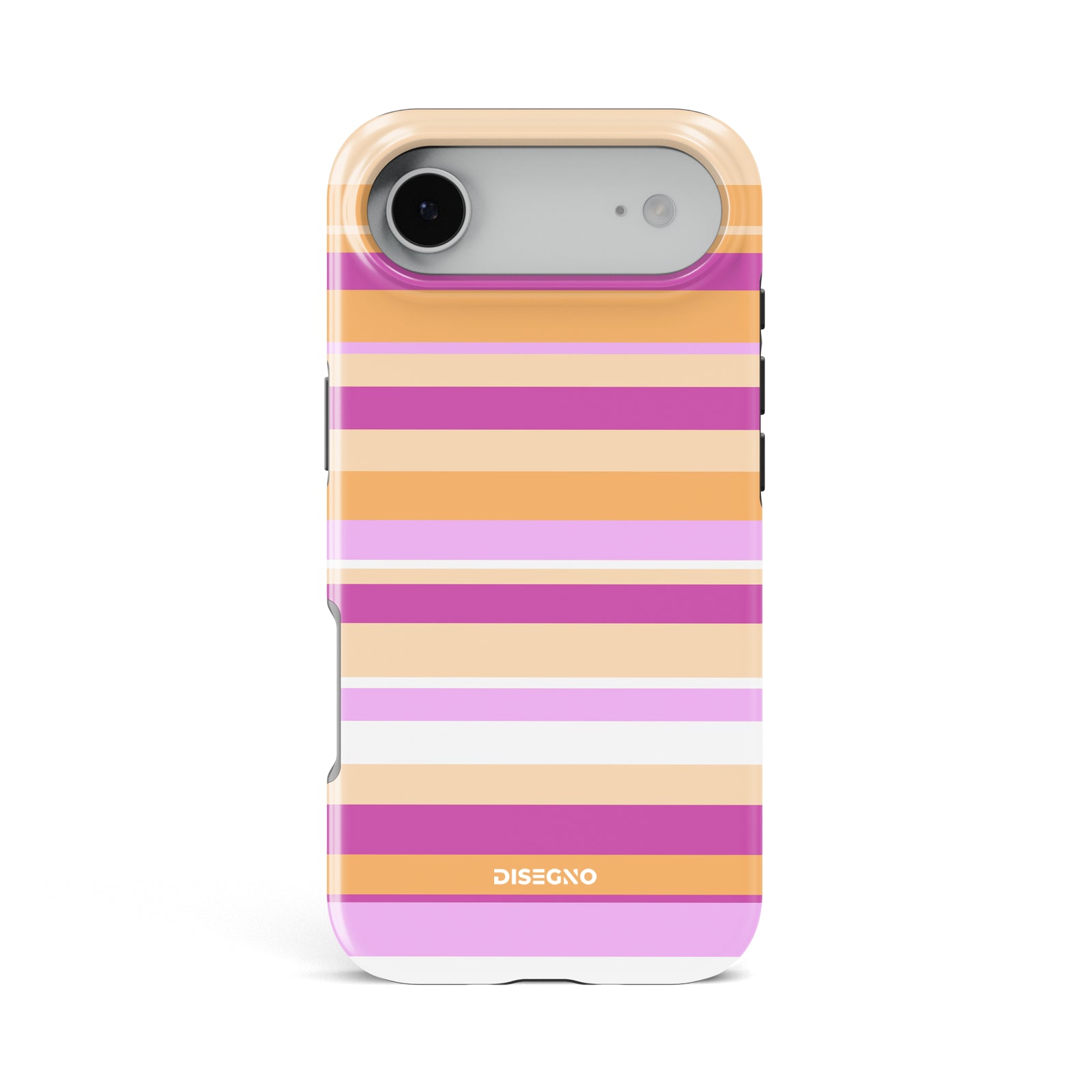 Sorbet Stripes tough MagSafe case for iPhone 17 Air with orange, pink and lilac stripes on peach