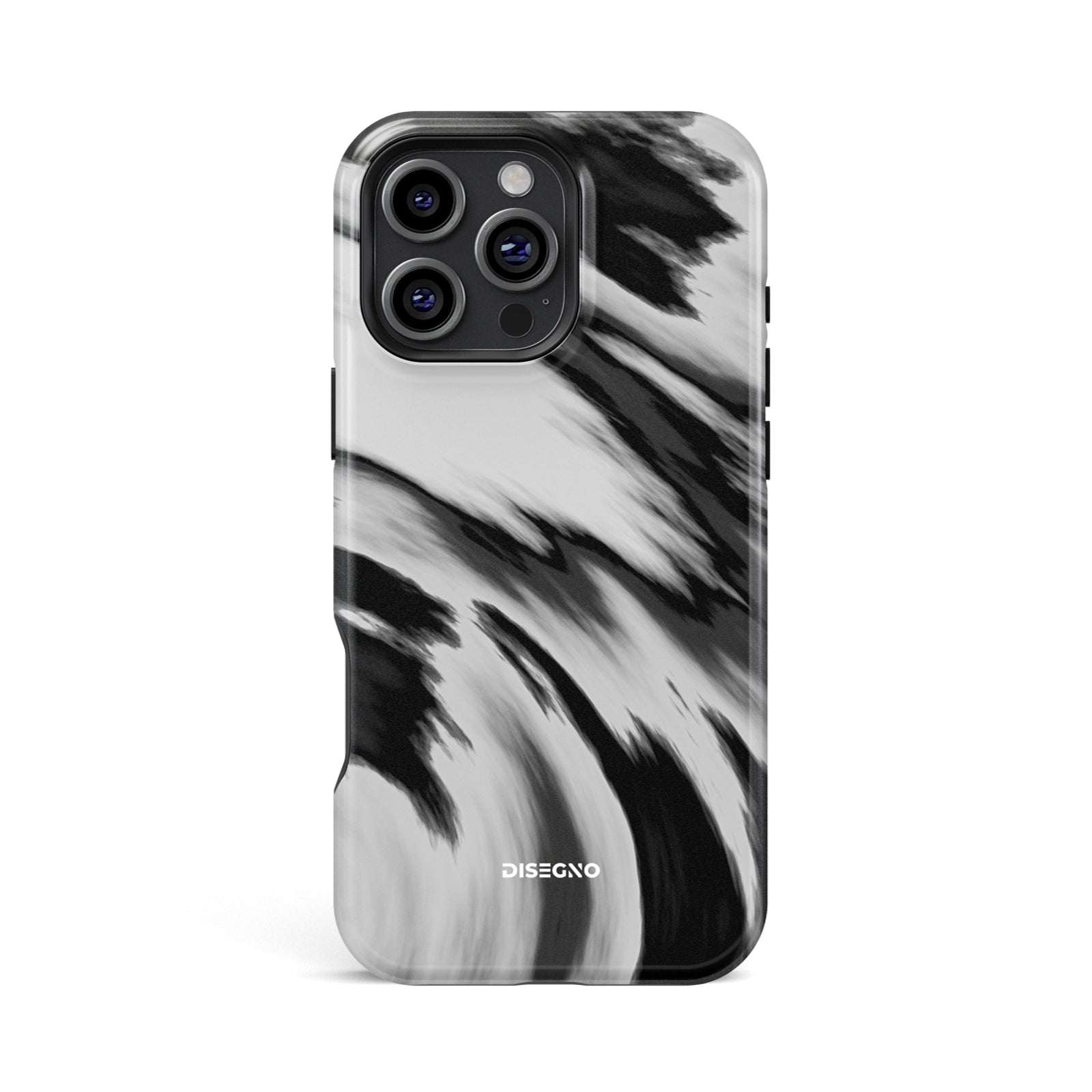 Vento tough MagSafe case for iPhone 15 Pro Max with black brushstroke print on white