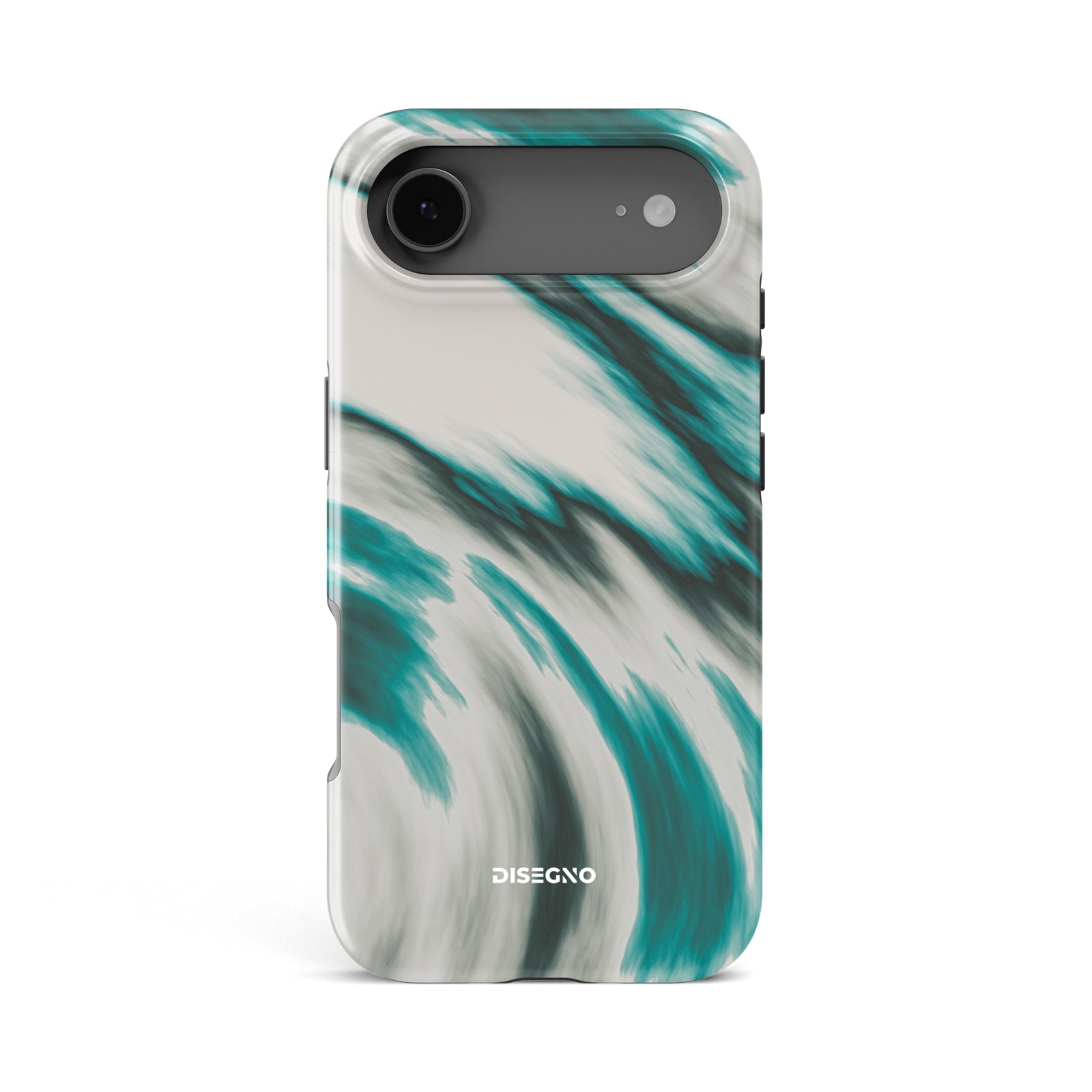 Vento tough MagSafe case for iPhone 17 Air with teal brushstroke print on ivory