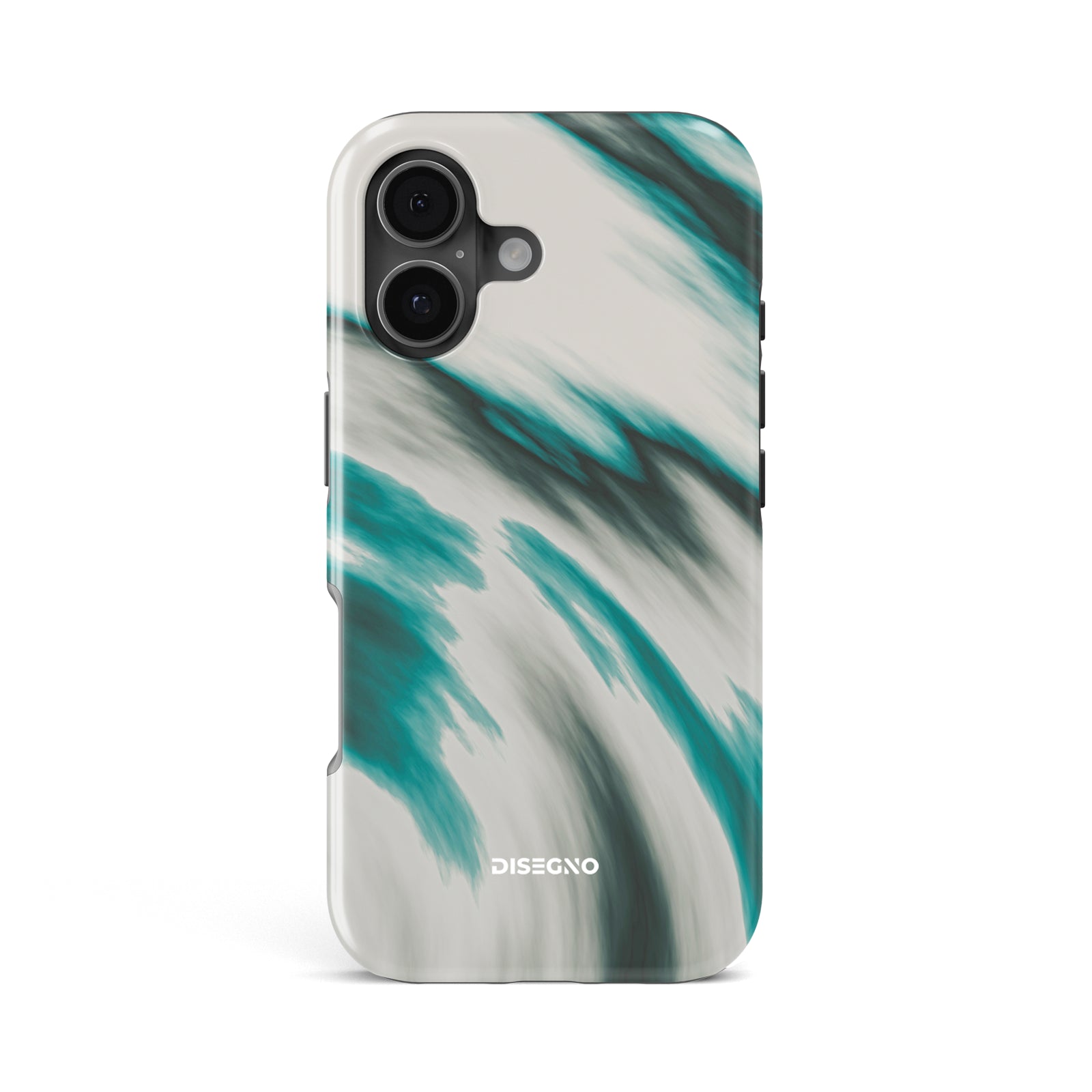 Vento tough MagSafe case for iPhone 17 with teal brushstroke print on ivory